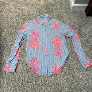Lilly Pulitzer Striped Shirt with Pink Pineapples